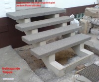 Freitragende Treppe Stufen : Sandstrahl - Effektbeton - Granit grau Ausführungsbeispiel